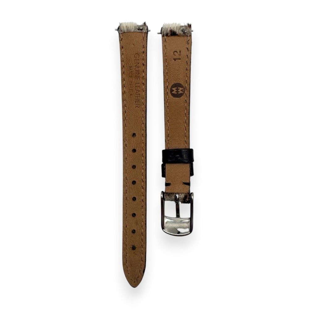 Michele 12mm Calf Hair Leopard Furry Watch Strap Band Silver Buckle NWOT New - Picture 4 of 5